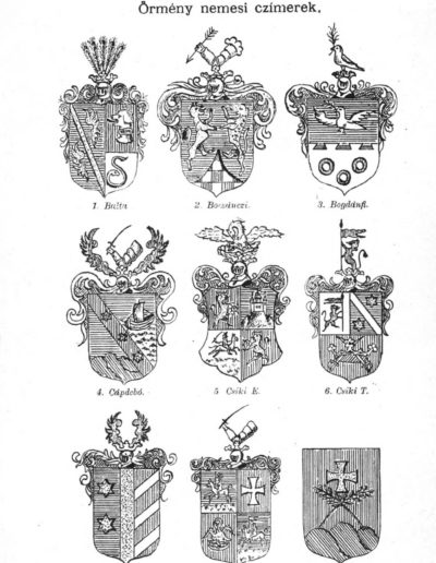 A könyvben tárgyalt családok címerei