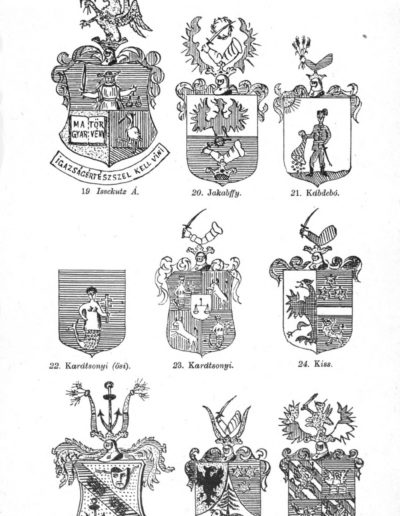 A könyvben tárgyalt családok címerei